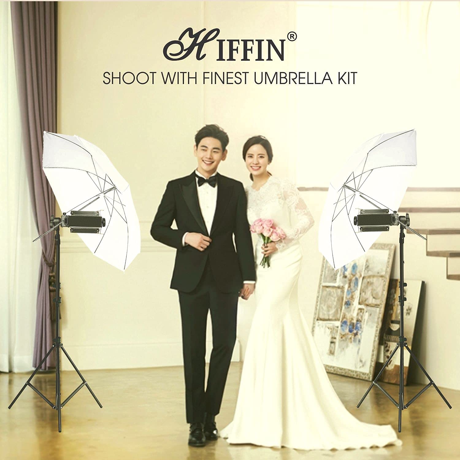 HIFFIN Extra-Heavy-Duty Porta Kit (14 feet) with Pair of Light Stands, Porta Lights and Umbrellas Professional Studio Setup 2