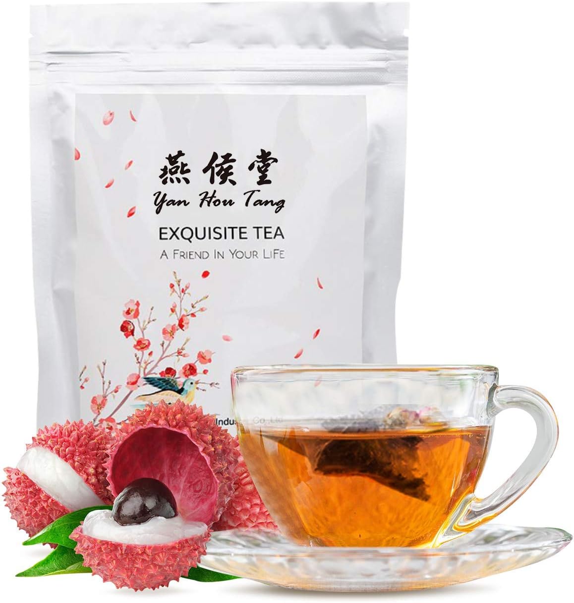 Yan Hou Tang Lychee Oolong Organic Fruit Iced Spice Loose Leaf Sachet Soft Drink Sugar Free - 50 Tea Bags