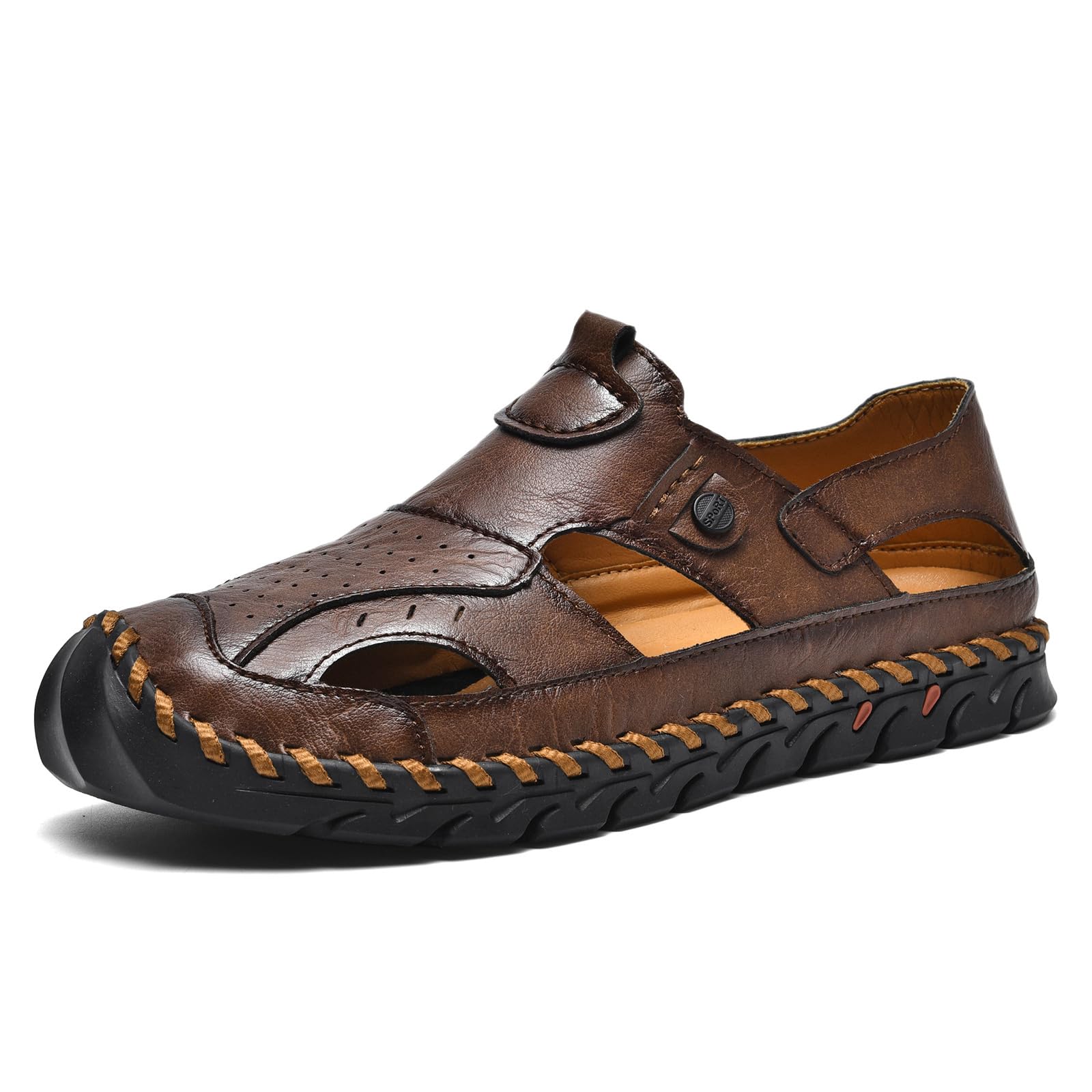 Sandali Uomo Estivi Comodi, Leggero Traspiranti Antiscivolo Sandali Sportivi Uomo Pelle Punta Chiusa Scarpe da Mare Spiaggia