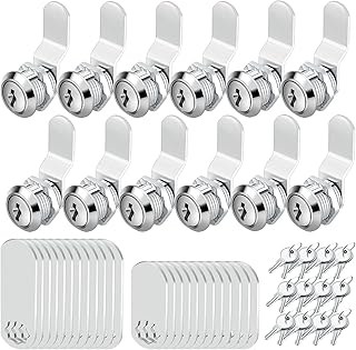 5/8 Cam Locks - 5/8 Diameter Cam Lock Keyed Alike Cabinet Locks Secure Files Drawers Mailbox RV Cylinder Replacement Lock Set, Camper Door Tool Box, Zinc Alloy(12 Pack)