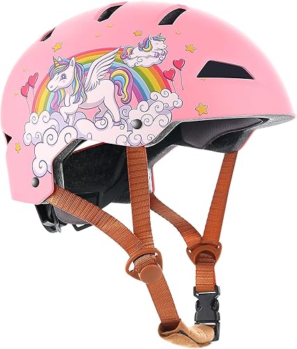 Casco de bicicleta para niños, certificado por CPSC y ASTM, para niños pequeños de 3 a 5, 8 y 14 años 2 Unicornios Rosa,Unicornios bebé,Aventura