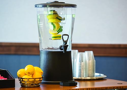 Miniatura 3 de Service Ideas Ideal Settings 10130340 - Dispensador redondo de bebidas con espita y tubo infusor, 3 galones, sin BPA, plástico Tritan