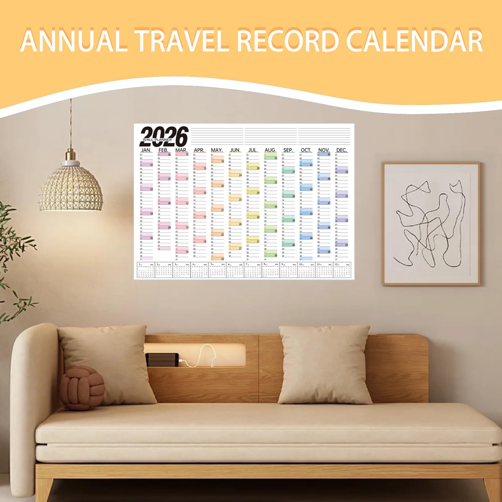 2026 Wandkalender,2026 Großer Jahresplaner Kalender - Haushaltskalender