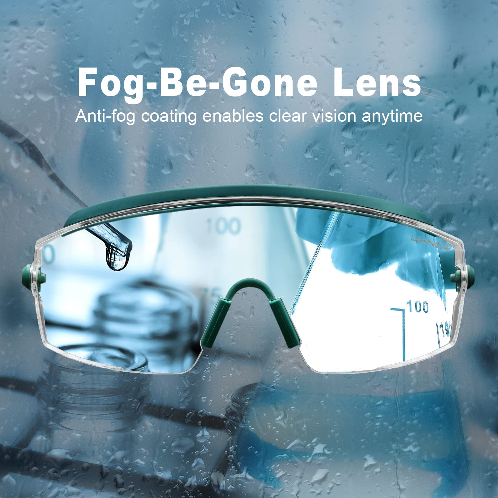 UKNOW Gafas de seguridad sobre gafas, gafas de seguridad antivaho con lente envolvente transparente, gafas protectoras ANSI Z87.1