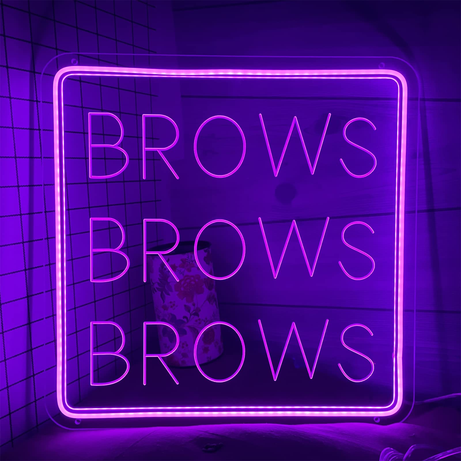 Luci per insegne al neon aziendali personalizzate, luci notturne a LED alimentate tramite USB con interruttore, insegna luminosa da appendere alla parete, 50x50cm,Viola,Brows