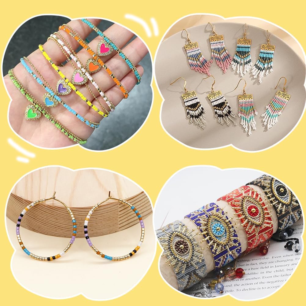 SUNNYCLUE 80G Cylinder Glass Seed Beads 2mm Glass Seed Bead Bulk Colorful Cylinder Round Metallic Spacers for Jewelry Making Earrings Bracelet Necklace Supplies Women - Image 5