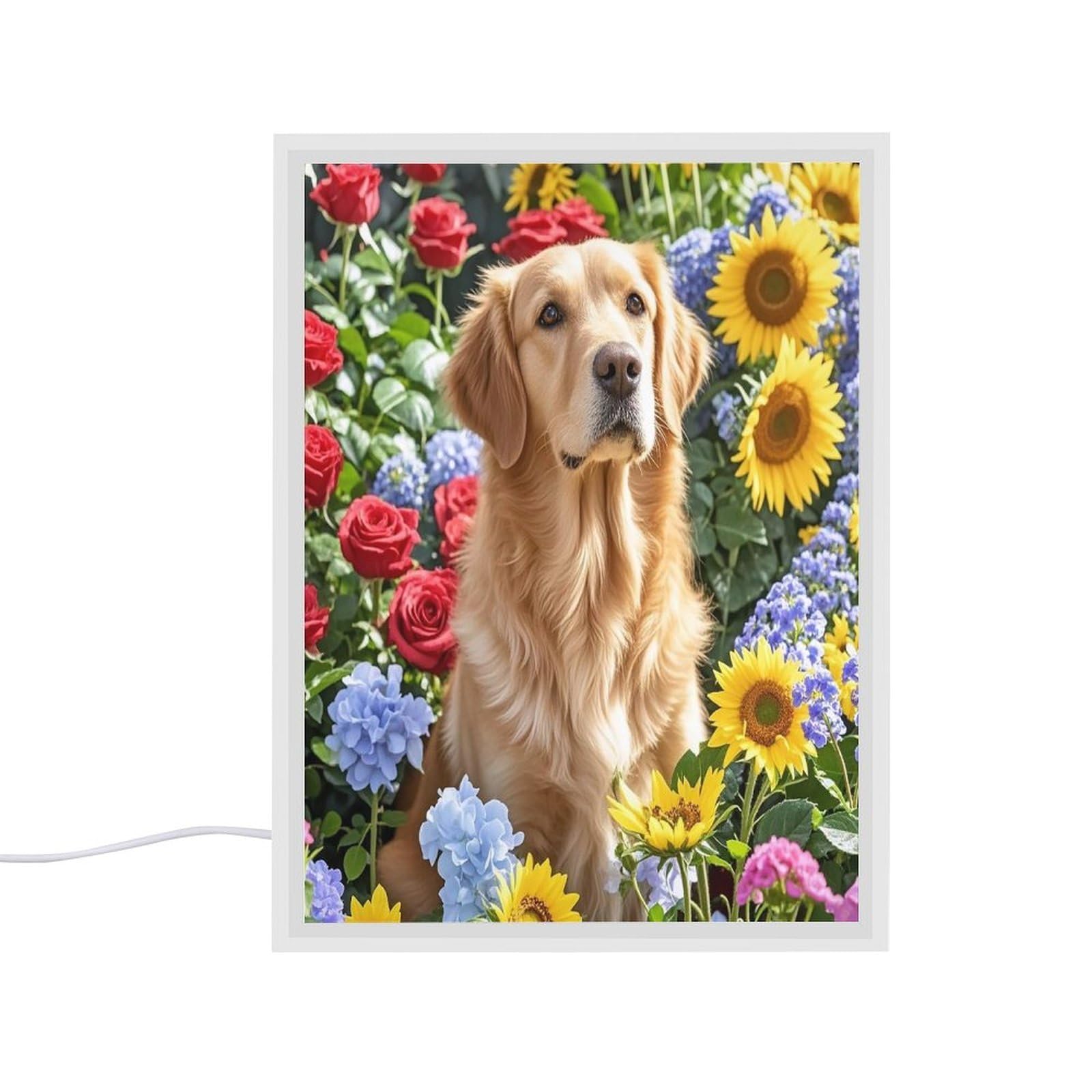 Espejo de tocador FekiLoot de Golden Retriever con luces LED, el regalo ideal para maquillar