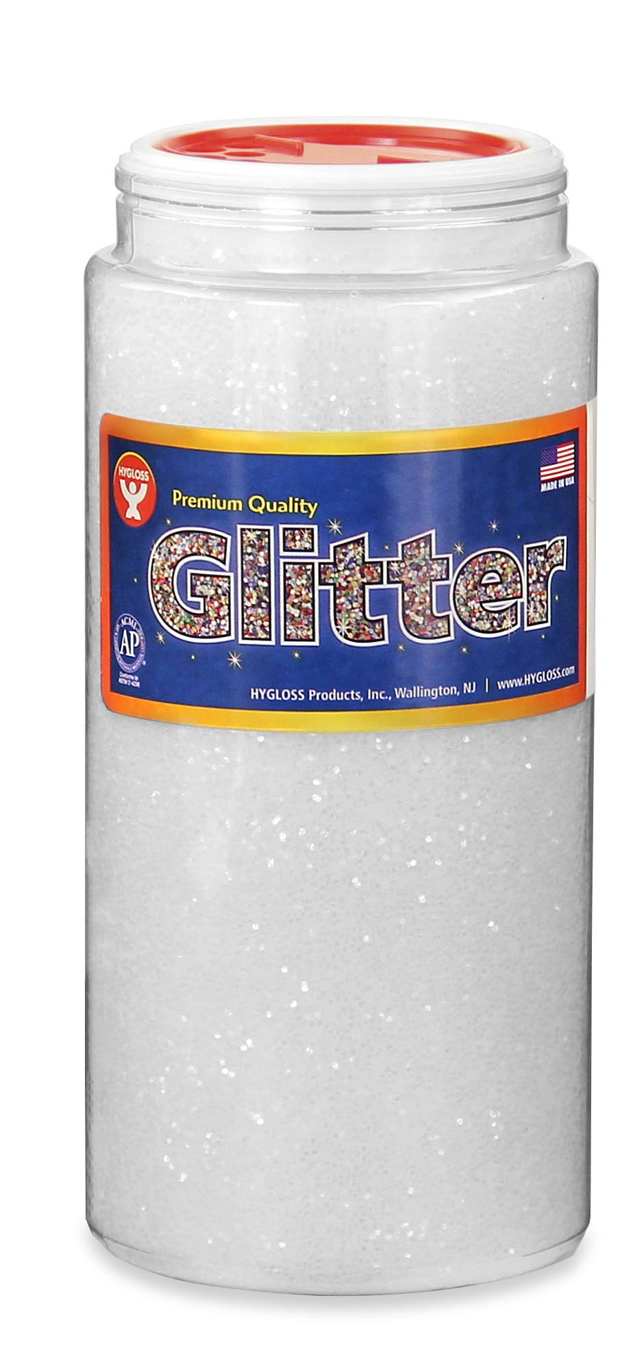Hygloss Products Sparkling Glitter - Arts & Crafts - Variety of Uses - Fun for Slime - Variety of Vivid Colors - Safe & Non-Toxic - White - 1 Bottle - 12 oz each