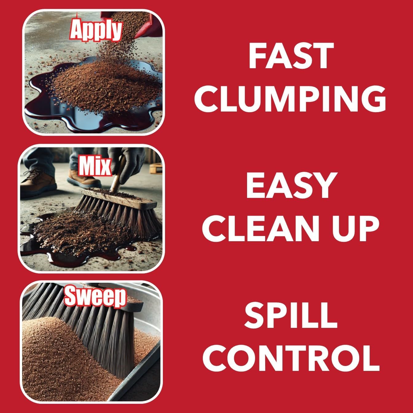 Rapid Clean Absorbent for Oil Spills, Automotive Spills, Paint Spills, Food Spills & Other Fluids