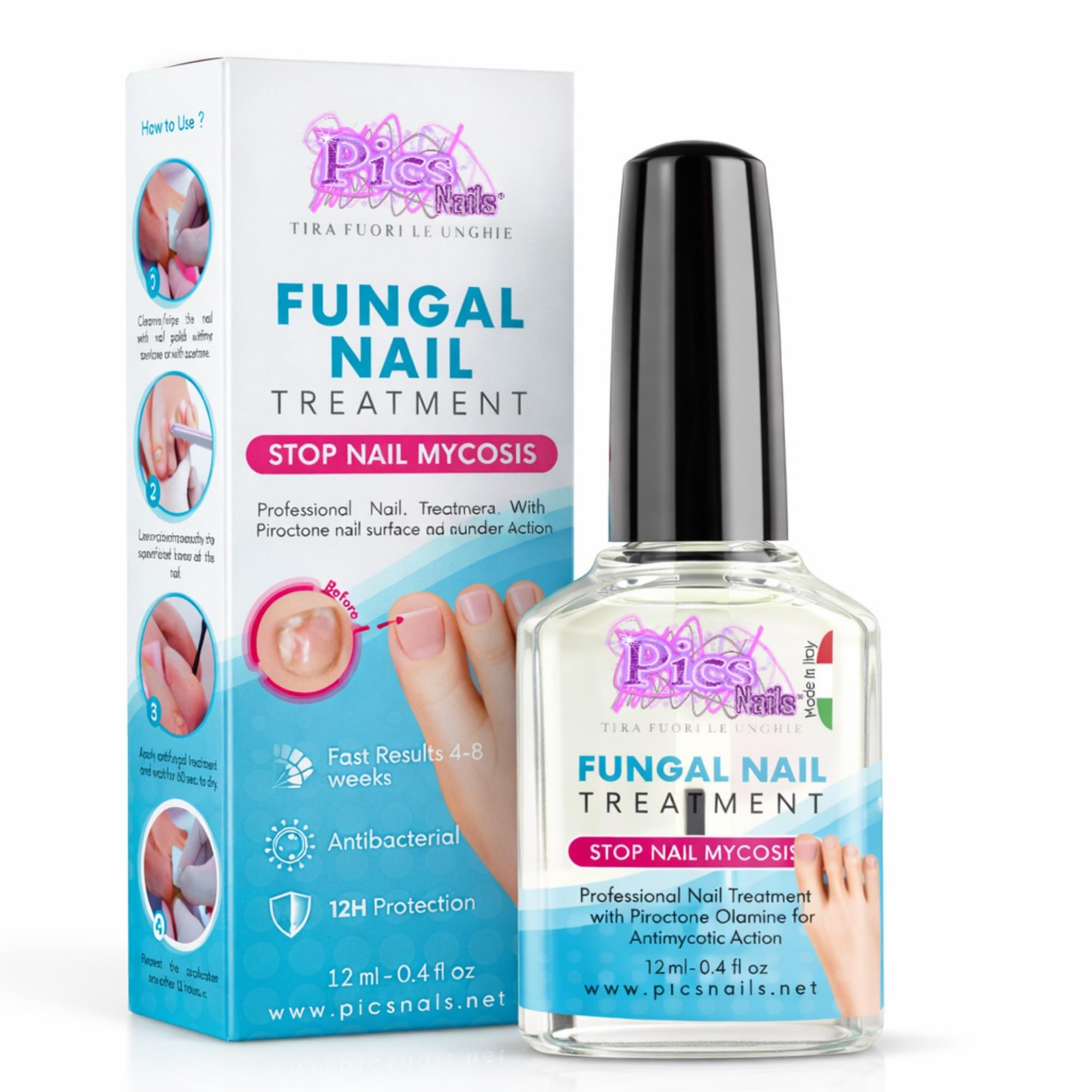 Antimicotico Micosi Unghie Piedi e Mani 12 ml - Trattamento della Micosi del Piede e della Mano, Previene e la Micosi/Funghi dalle Unghie di Piedi e Mani e Ripristina il Naturale Aspetto dell'Unghia.