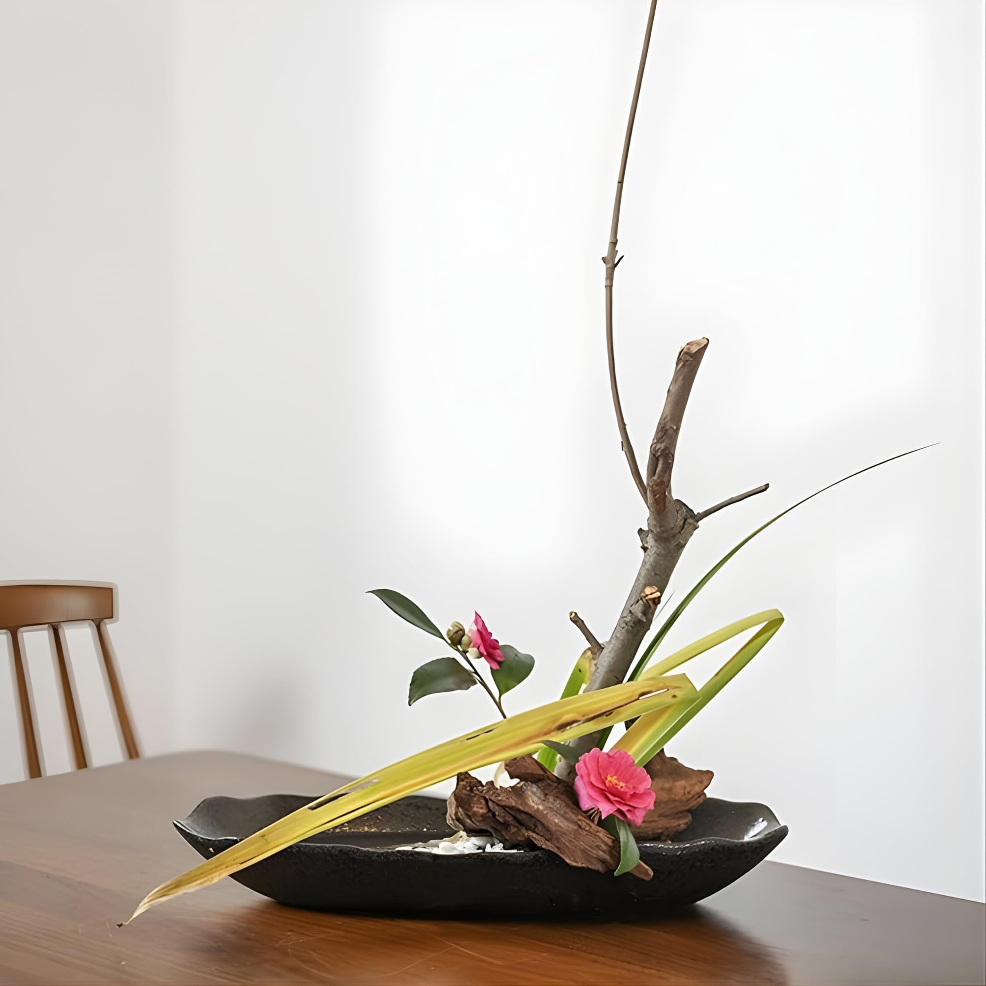 Amazon.co.jp: 剣山付き 花器 舟形 黒 セラミック 水盤 陶器 楕円 生花