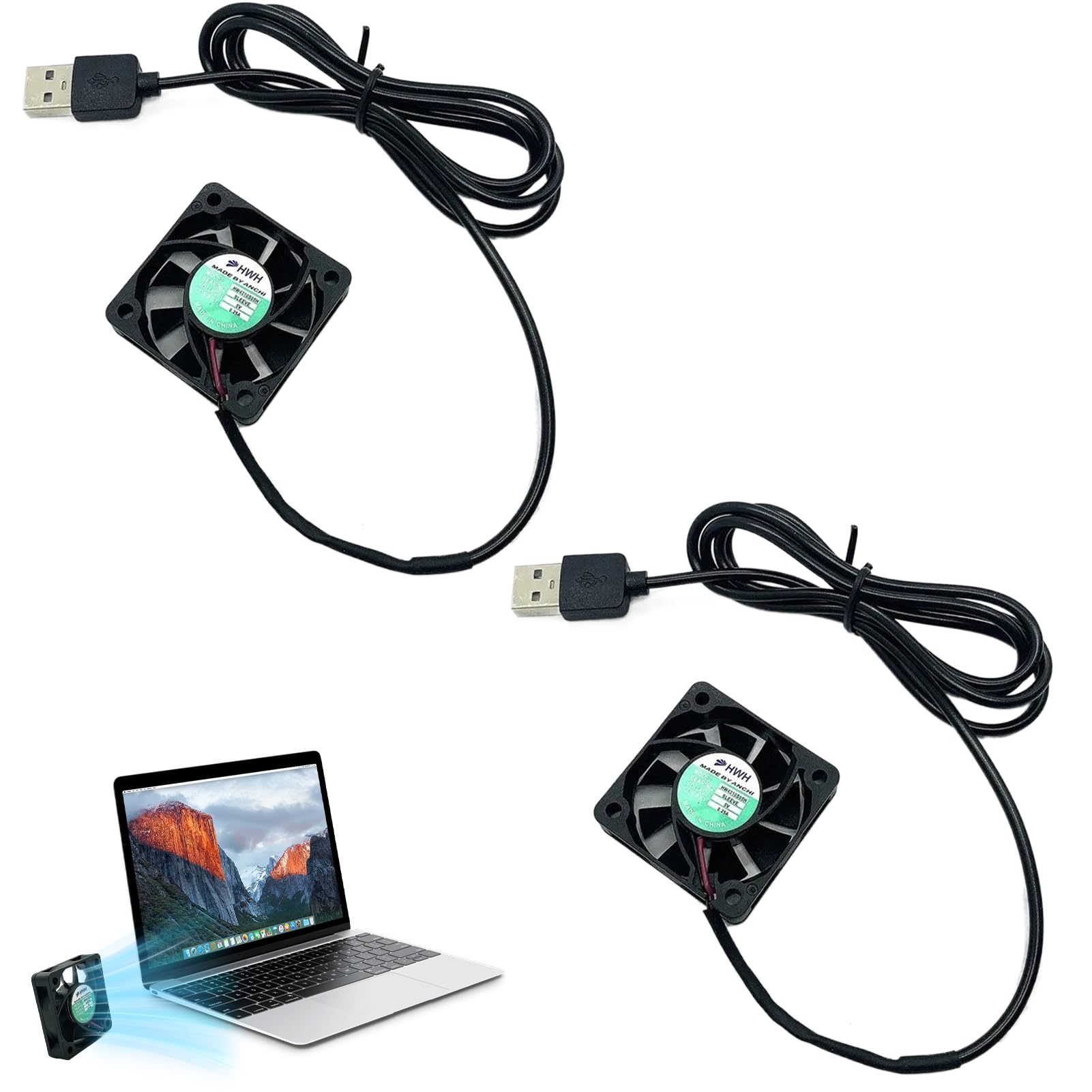 2PCS mini ventiladores de Refrigeración, 40x 40x10 mm DC 5V USB Ventilador sin Escobilla Ventiladores de Refrigeración sin Escobillas Pequeño Ventilador Silencioso 4010 para Portátiles Impresoras 3D