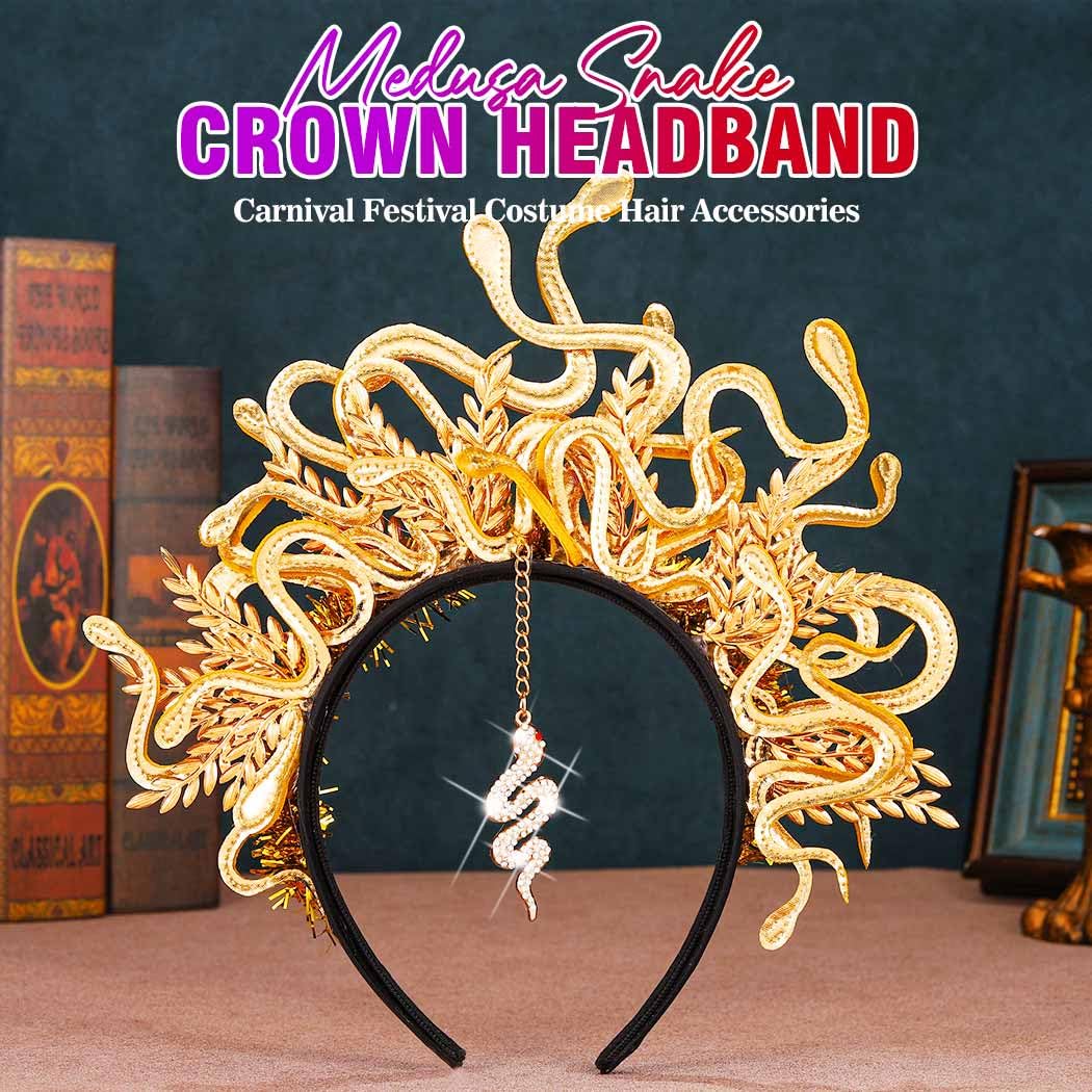 Zoestar Medusa Snake Headband Gold Leaf Greek Goddess Headpiece Rhinestone Snake Pendant Headdress Festival Costume Hair Accessories for Women - Image 2