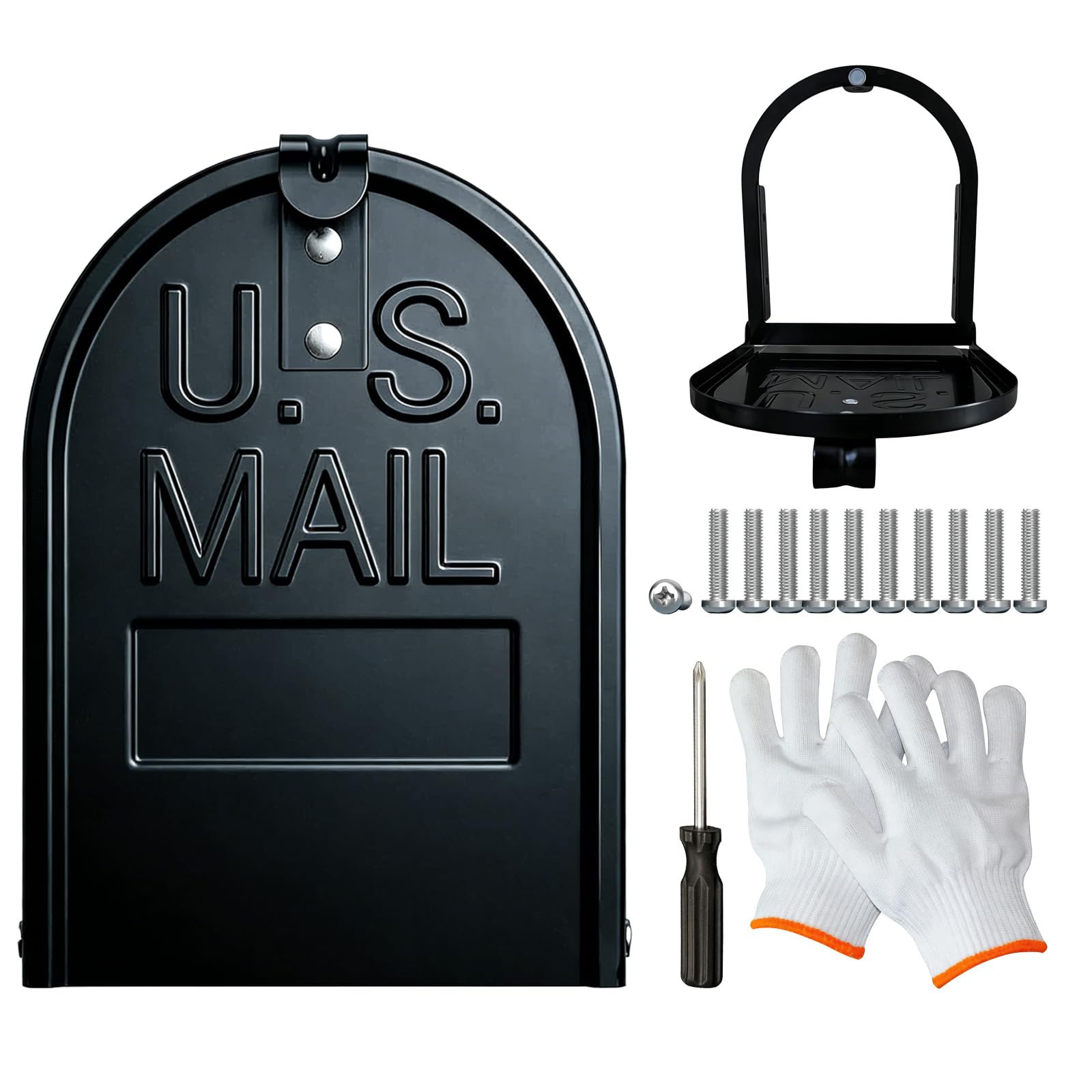 Photo 1 of 6 1/4"(W) x 8 1/4"(H)-Mailbox Door Replacement Exact Size - Black Metal Snap-in Front Panel with Easy Installation Kit Fits Standard Residential Mailboxes Brick Mailbox