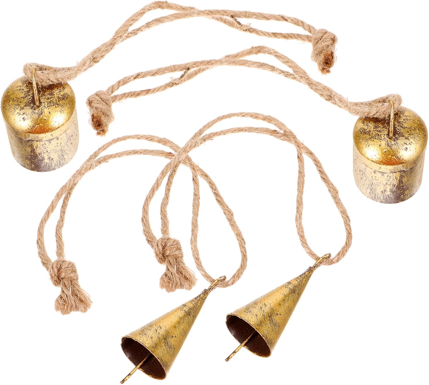4pcs Vintage Metal Bells for Crafts Hanging Decor for Festivals Antique Chime and Art Beautiful Decorative Charm for Home and Parties