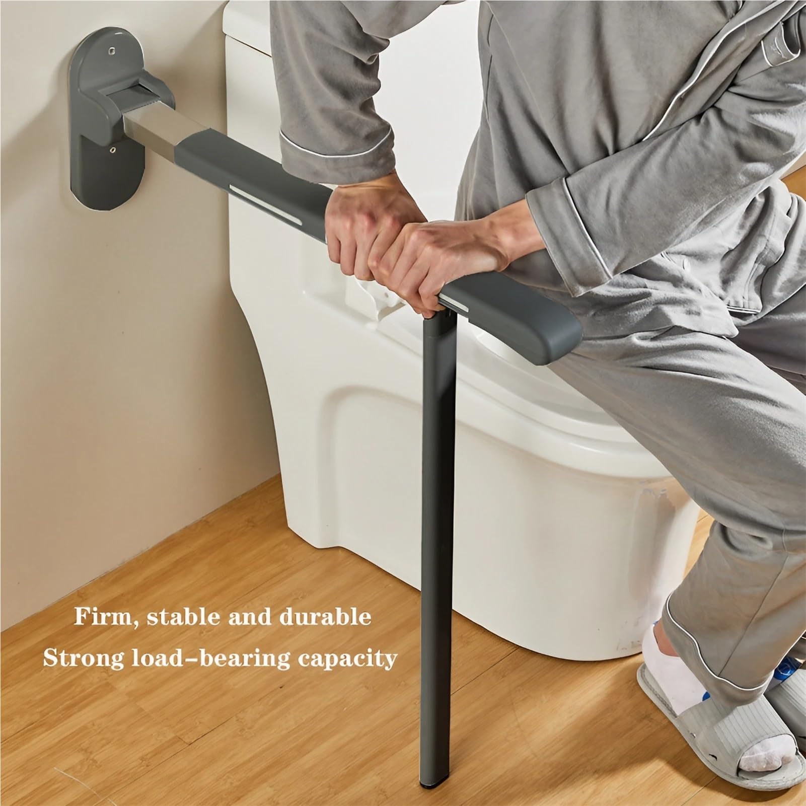 Agarraderas Baño para Mayores y Minusválidos - Barras De Agarre WC/Inodoro Plegables con Tira Luminosa - Safety Frame De Montaje Lateral para Pared, Ducha Y Toilet - Reposabrazos Abatibles