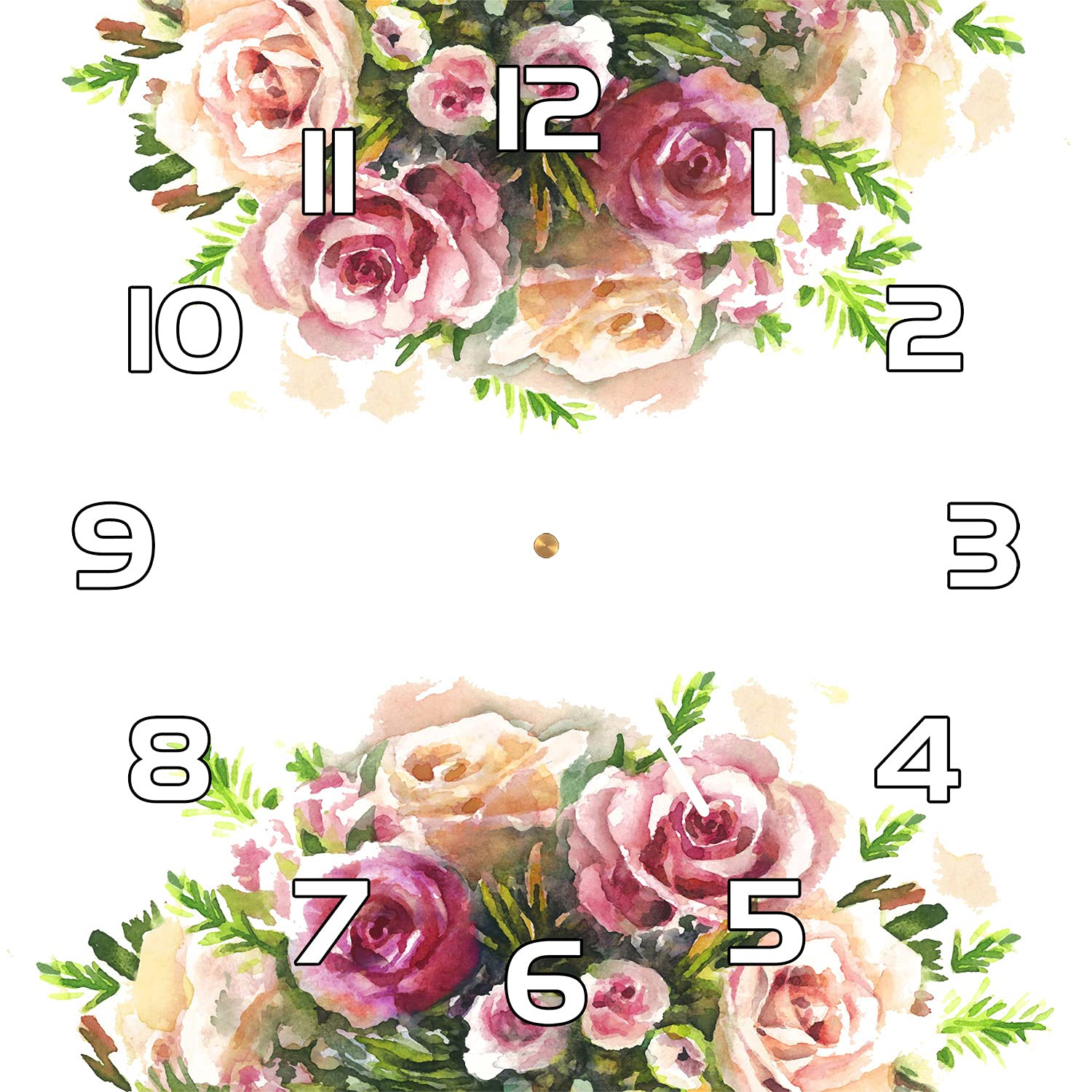 Horloge en verre de sécurité 30x30 cm Coloray Rosefloral avec aiguilles noires