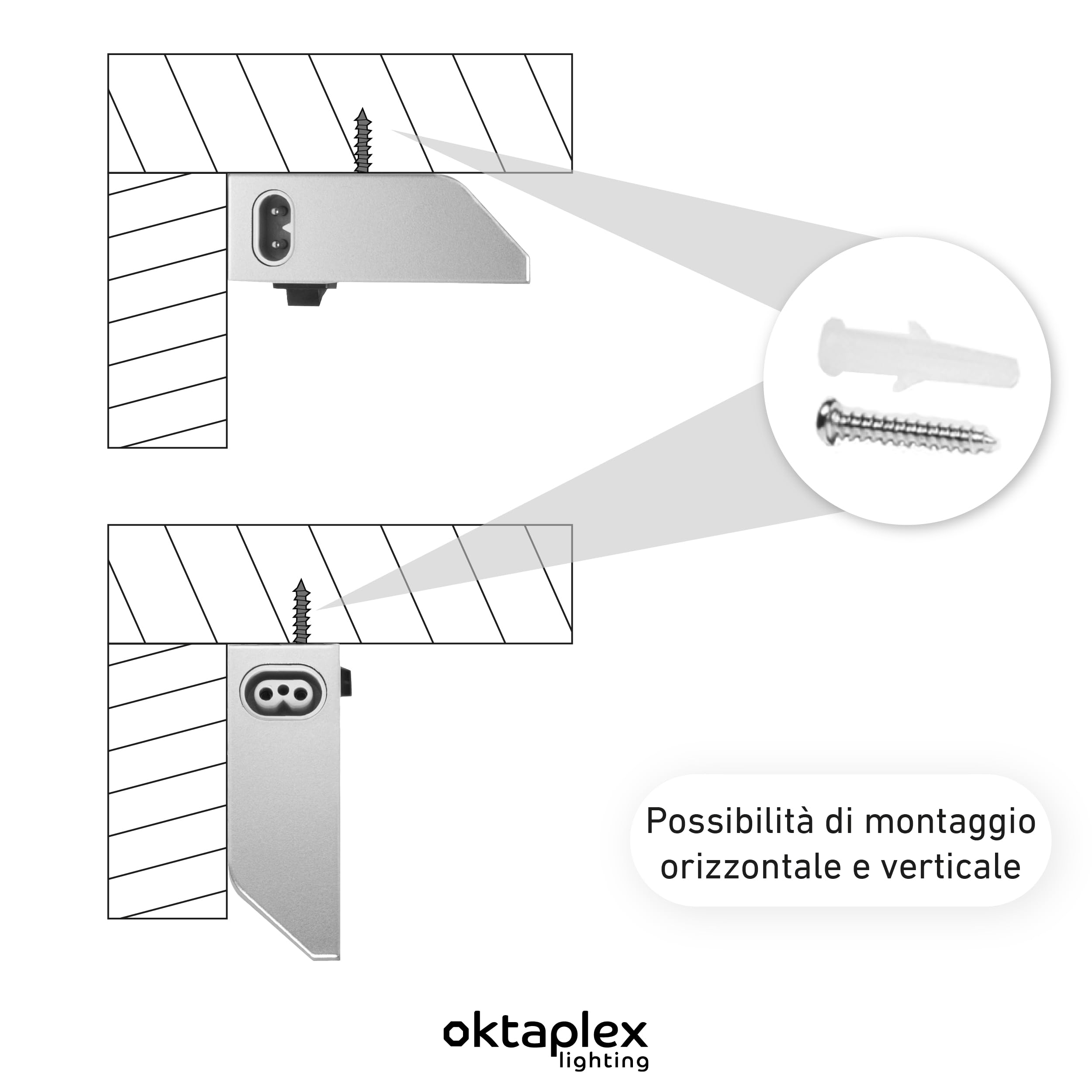 Oktaplex Rota sottopensile cucina orientabile LED 1615 lumen 3000K bianco caldo 91cm 14,6W illuminazione cucina alluminio con interruttore 230V
