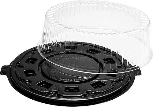 Miniatura 4 de Karat Contenedor de exhibición de pasteles de una sola capa de PET de 12 pulgadas con tapa de cúpula transparente PET - 50 juegos