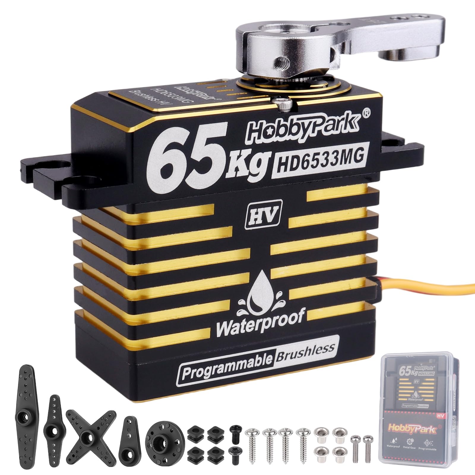HobbyPark Impermeabile 900 oz-in 65KG High Torque Servo Brushless Motor 8.4V HV Servo Metal Gear RC Servo Programmabile 2BB per 1/8 1/10 1/12 RC Crawler RC Truck RC Auto Buggy Angolo di controllo
