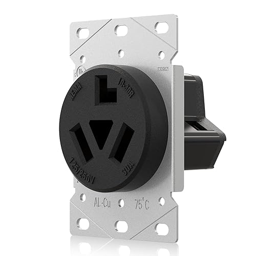 Miniatura 7 de AIDA Toma de corriente 10-50R de 50 amperios, 3 polos, 3 cables, 125/250 voltios, sin conexión a tierra, resistente, montaje empotrado, receptáculo