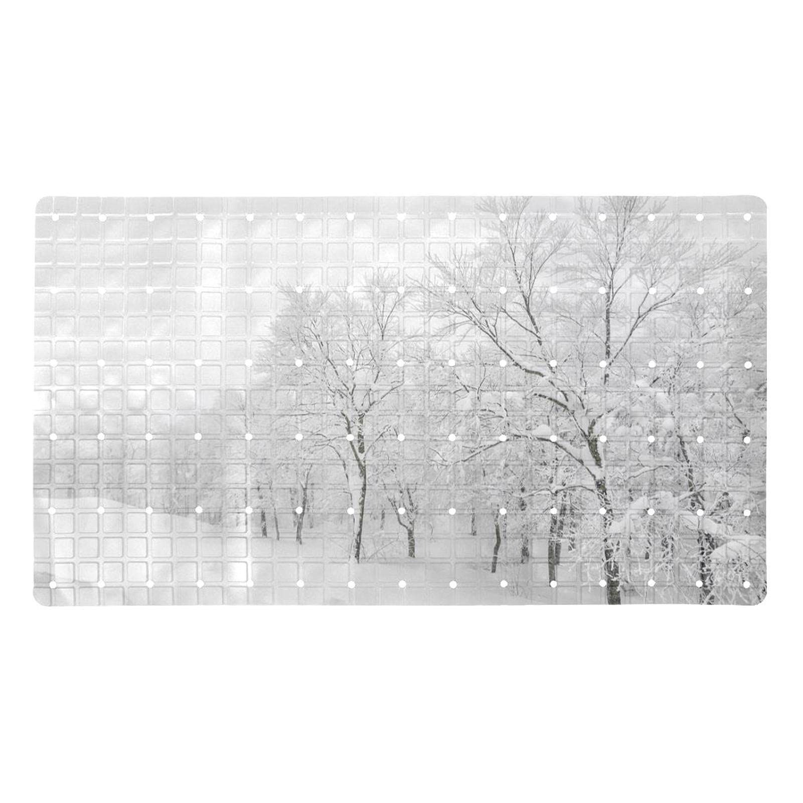 Tapis de bain antidérapant motif forêt de montagne pour l'hiver