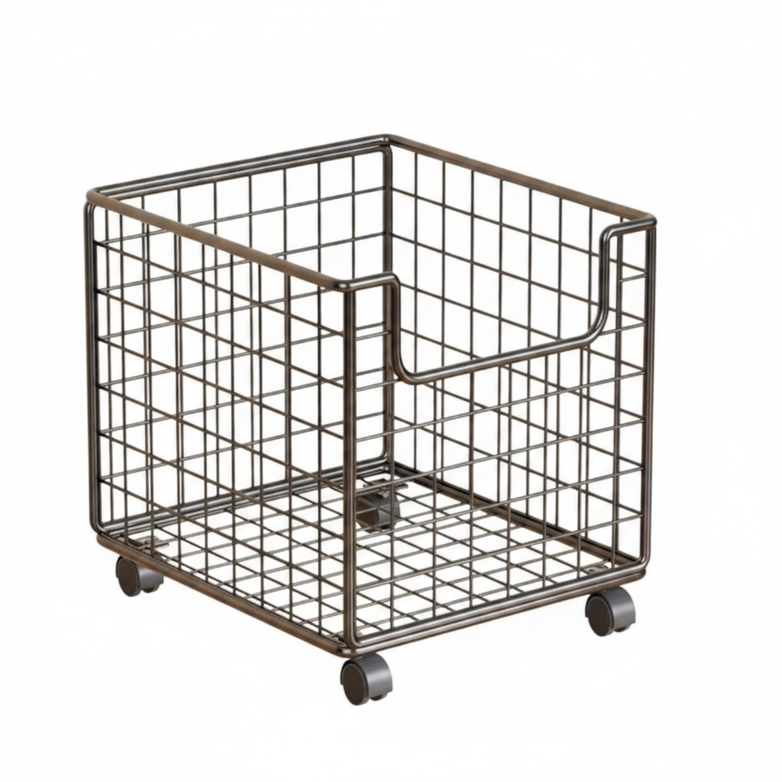 Baoblaze Carrello Portaverdure da Cucina Carrello Scaffale Organizer Cassettina in Struttura a Rete Top Aperto Base Piana Maglia Spostamento Adatto a Living, Nero, Con Ruote