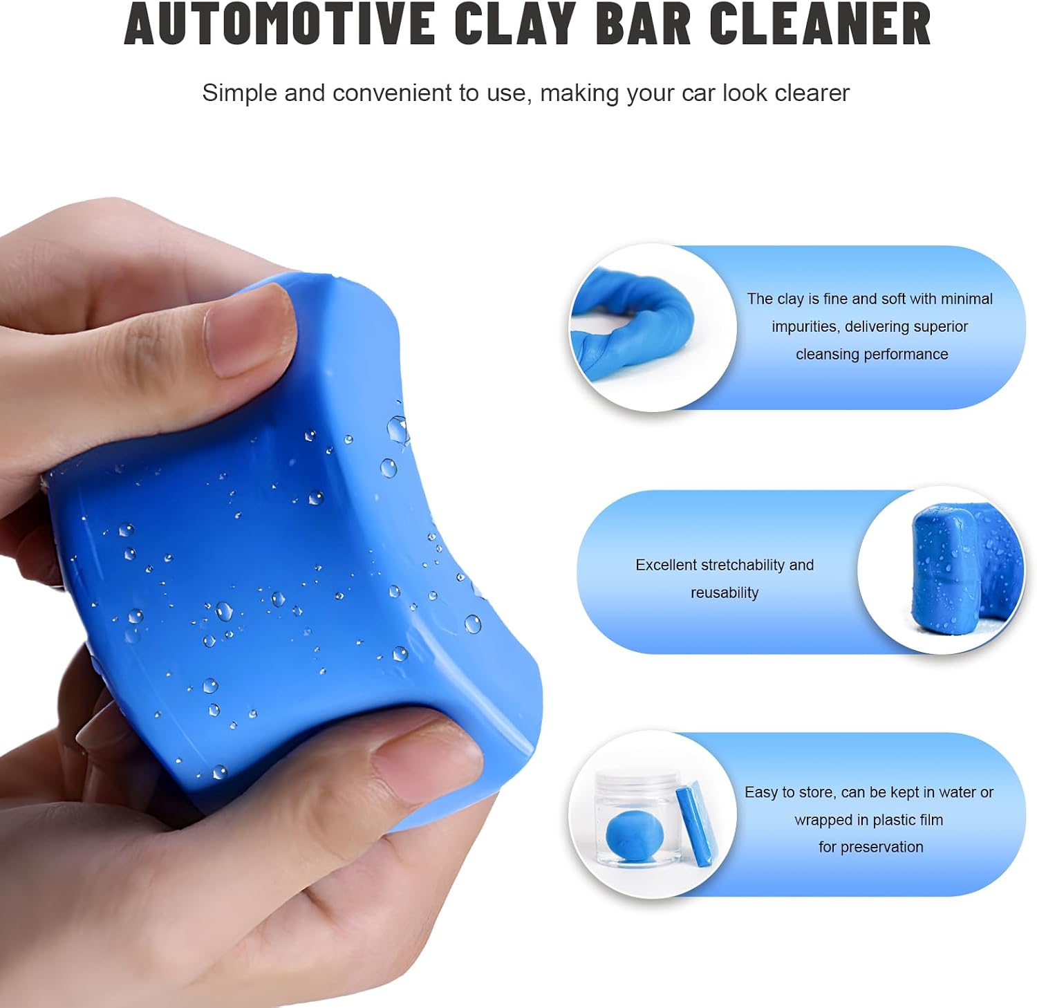 4PCS 100g Car Clay Bar, No Scratch Auto Detailing Claybar Cleaner with Washing and Adsorption Capacity, Premium Grade Damage Free Magic Clay Bar for Cleaning RV Bus Boat