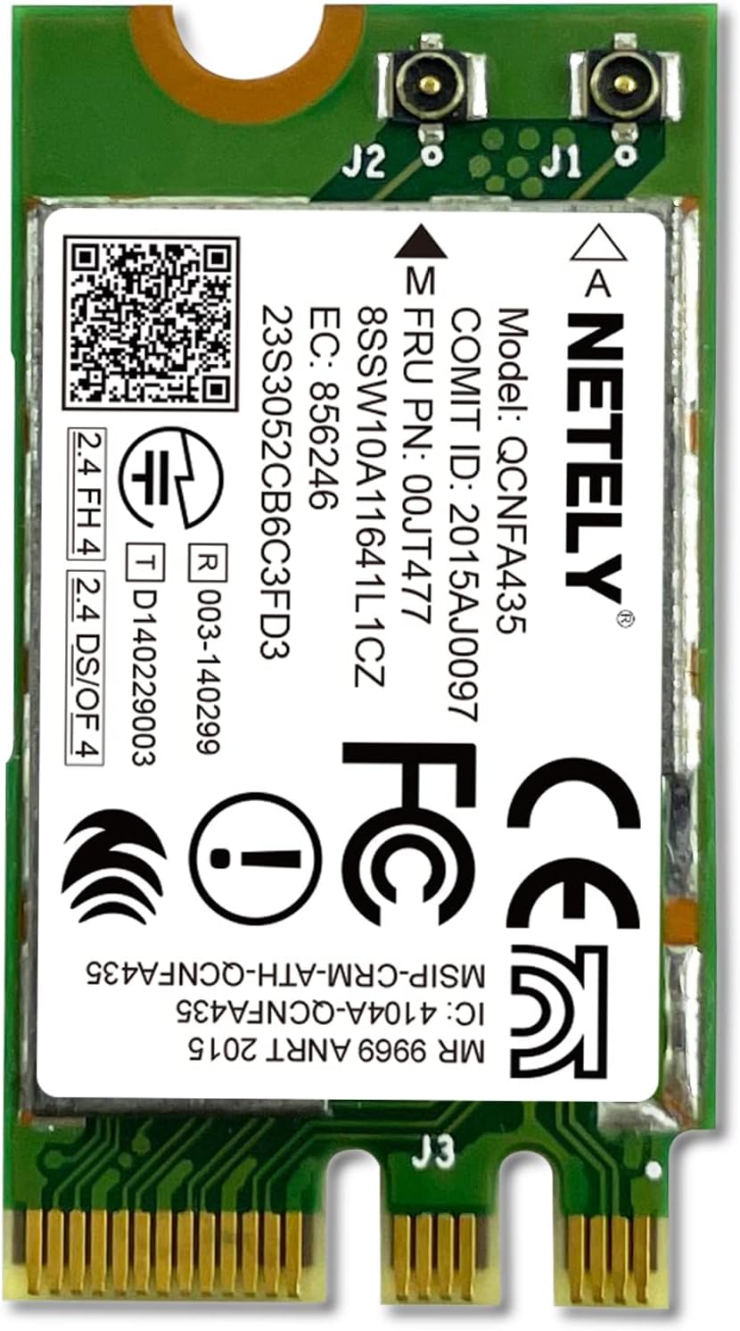 NETELY Wireless Network Adapter for Laptop-NGFF M2 Wi-Fi Card-802.11AC 1x1 MIMO2.4GHz 150Mbps 5GHz 433Mbps Bluetooth 4.1-M2 Bluetooth Wireless Adapter-Lenovo FRU PN:00JT477 FRU PN:01AX709