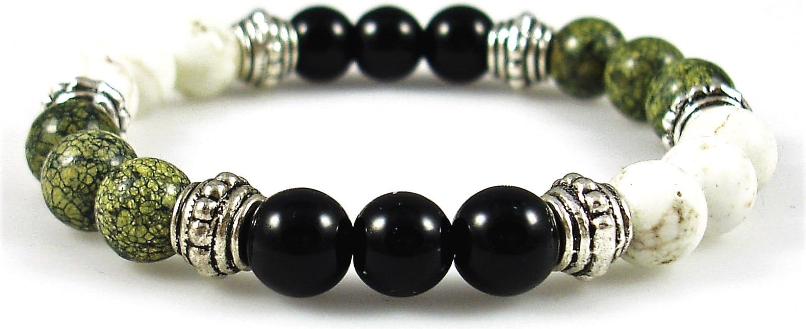 The Magic Is In You CHOLESTEROL CONTROL 8mm Crystal Gemstone Intention Bracelet - Magnesite, Obsidian, and Serpentine