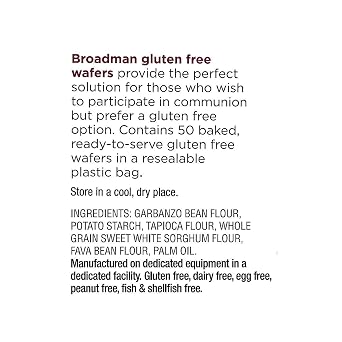 Broadman Church Supplies Communion Wafer, Gluten Free, 50 Count