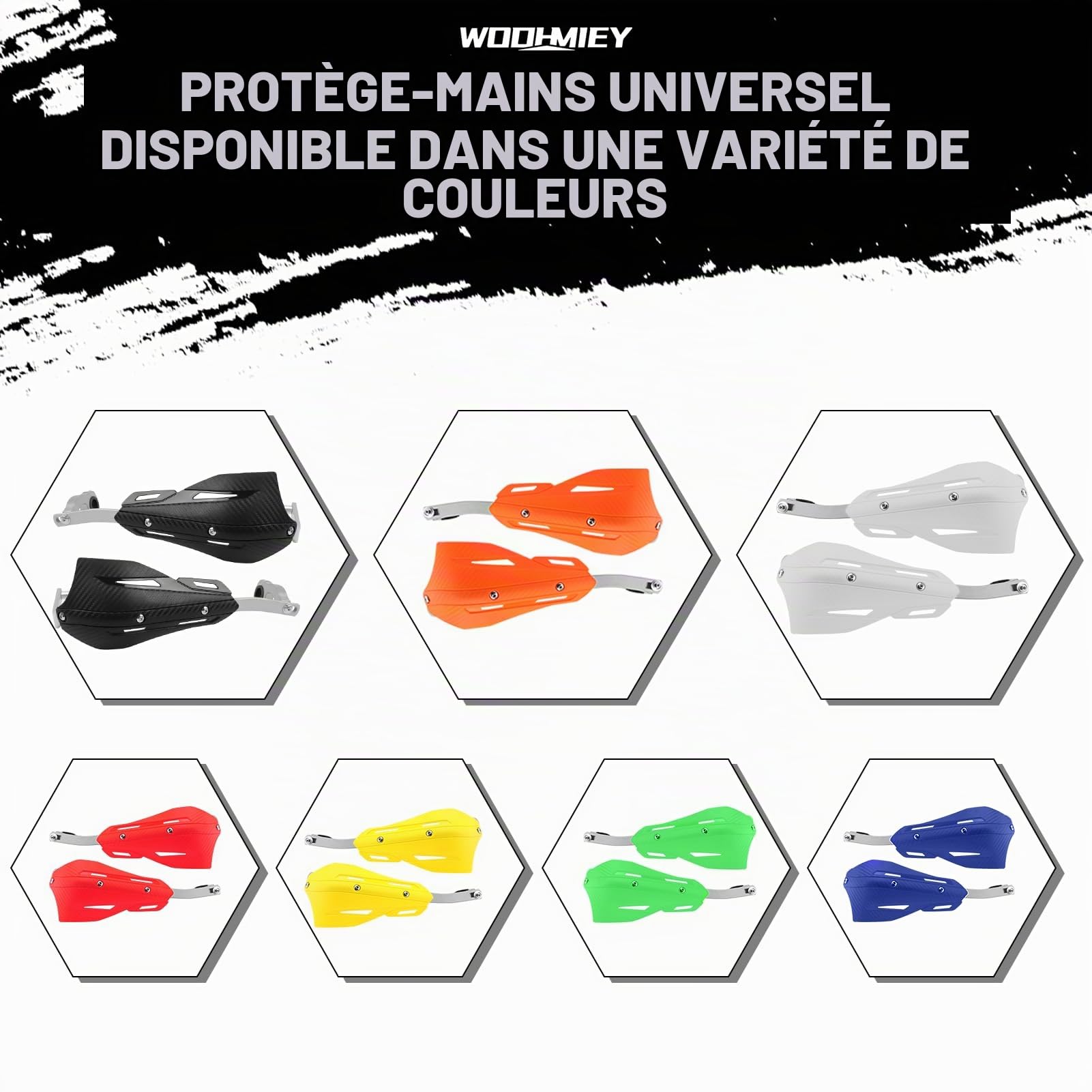 Protège-mains universel pour moto, réglable, en alliage d'aluminium et plastique PP, résistant aux chocs, protège de la pluie, de la poussière et de la boue, poignée argentée