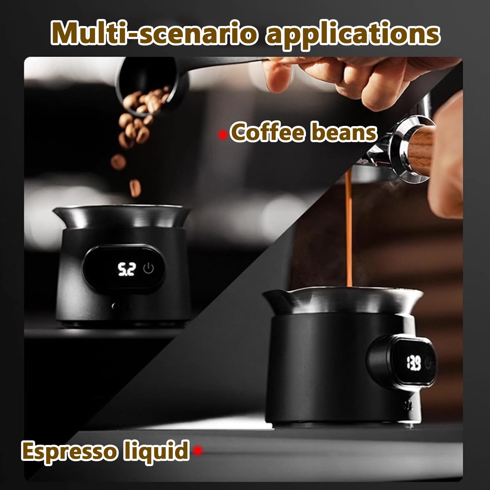 Tasse doseuse à café avec balance - Outil de pondération expresso de précision - Affichage numérique LCD - Mesure : 0,1 g - Capacité jusqu'à 500 g - Idéal pour doser et infuser du café