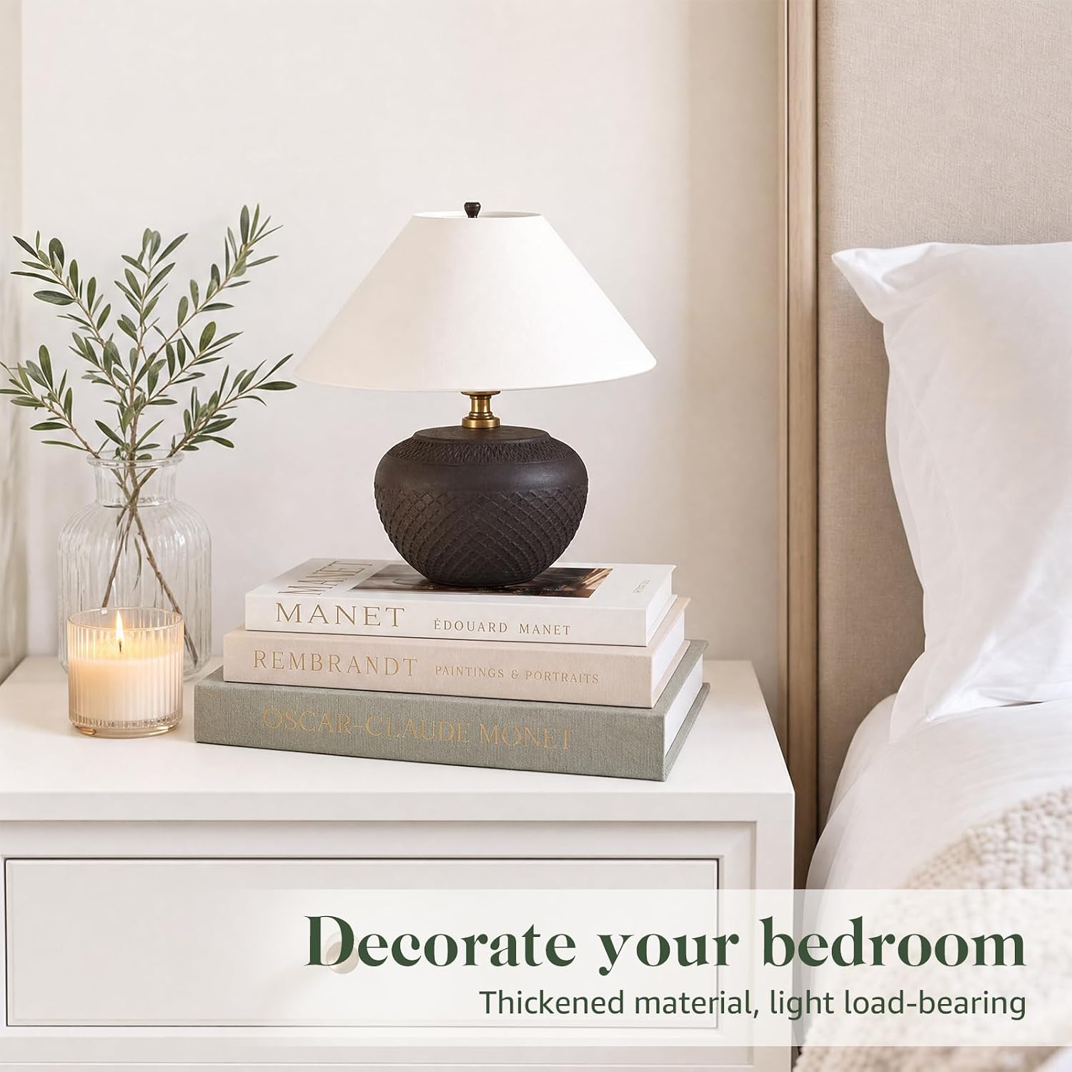 Faux Book Box Set of 3 & Bonus Tray, Linen Decorative Books for Home