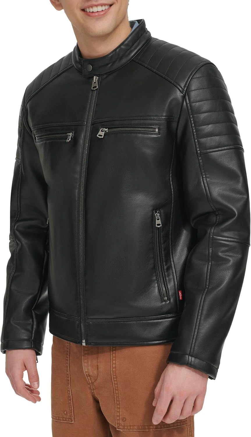 Levi's Men Faux Leather Racer Jacket - Image 3