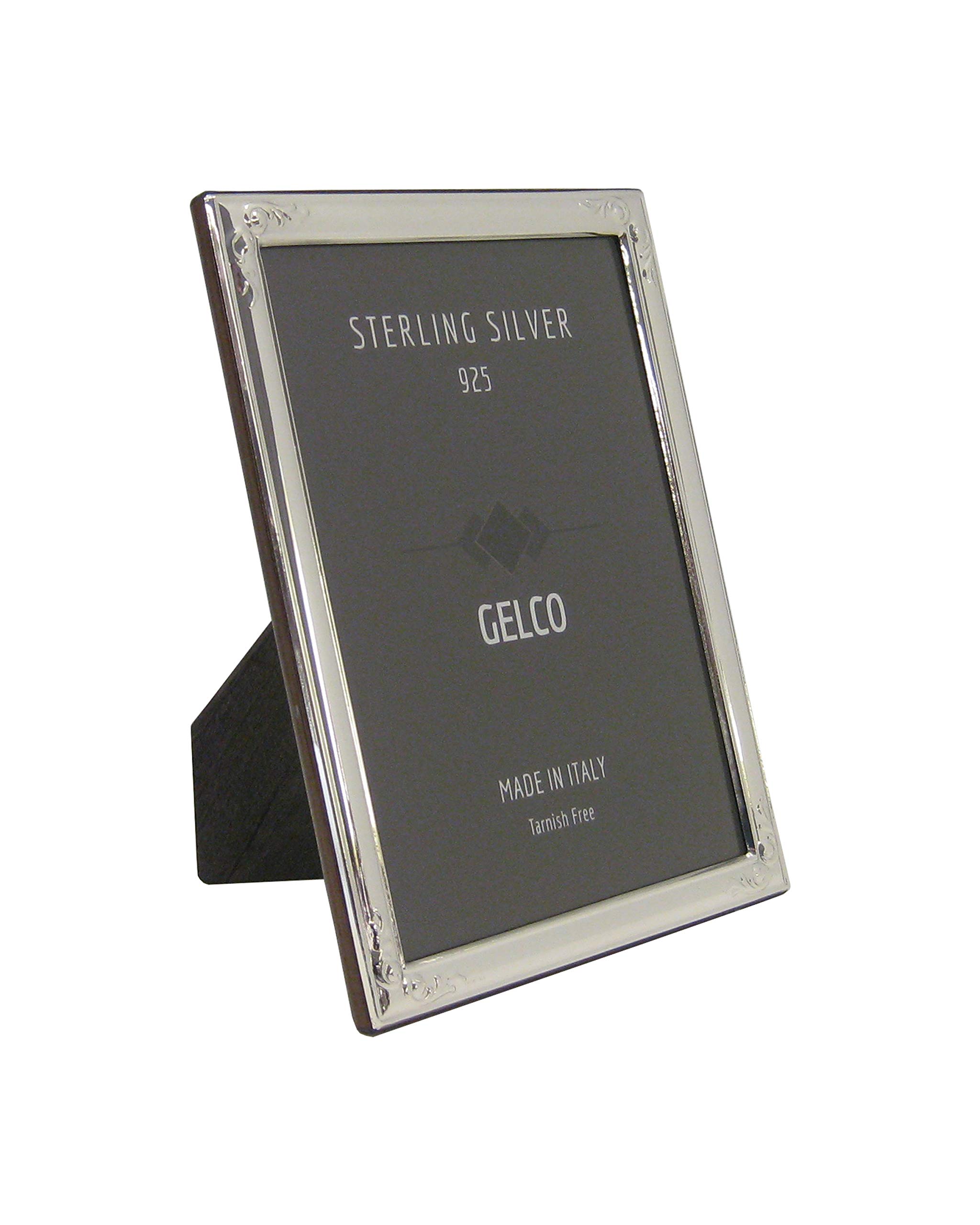 GelcoItalian 925 Sterling Silver Picture Frame with Scroll Embossed Corners 5x7