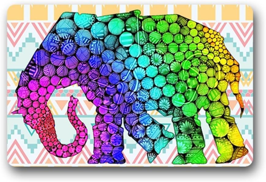 Fashion Funny Cool Elephant Design Aztec Tribal Hot Art Doormat Mat 23.6"(L) x 15.7"(W)