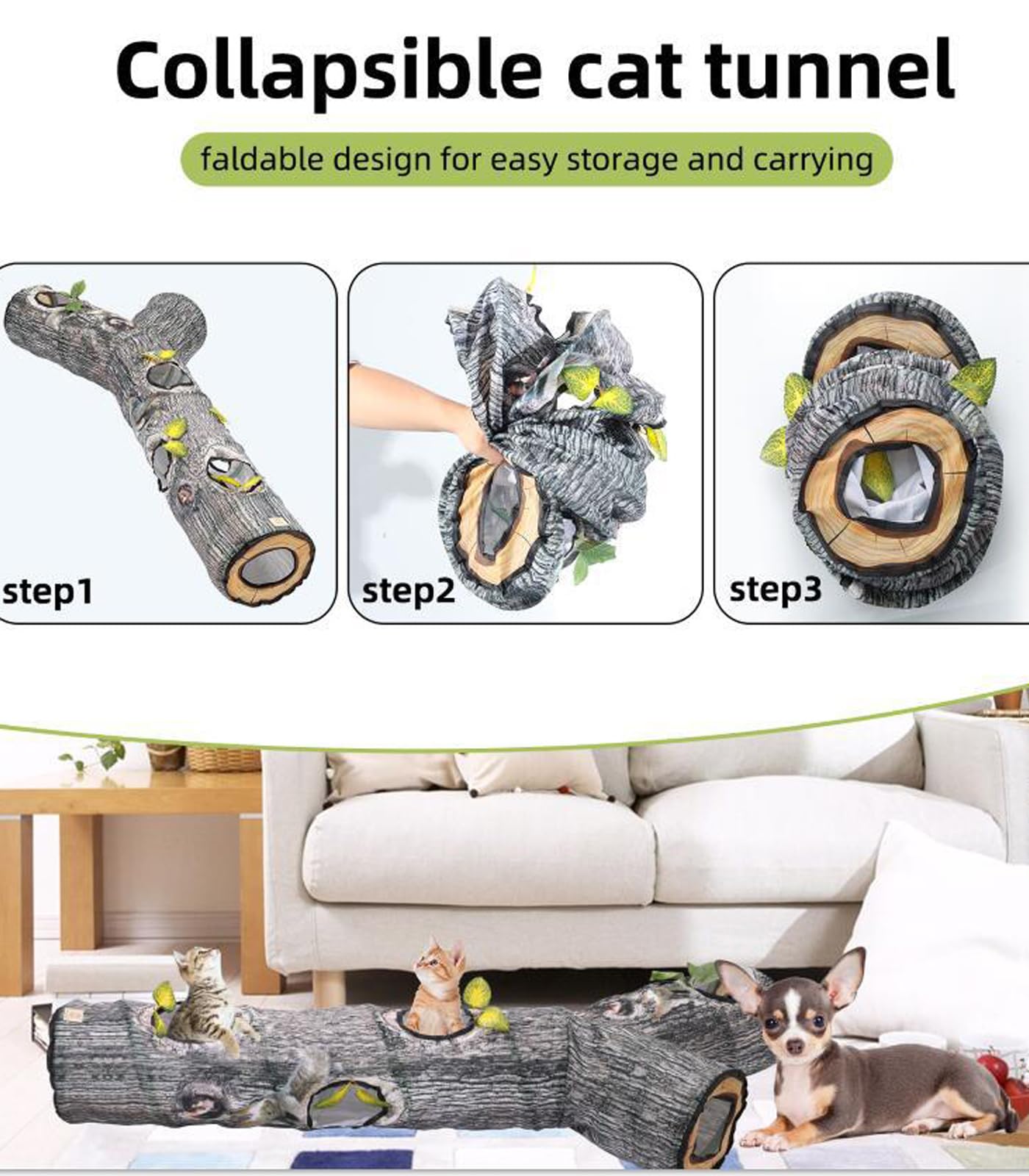 Katzentunnel Groß Mit Knisterfunktion - Spieltunnel Für Katzen & Kleine Hunde