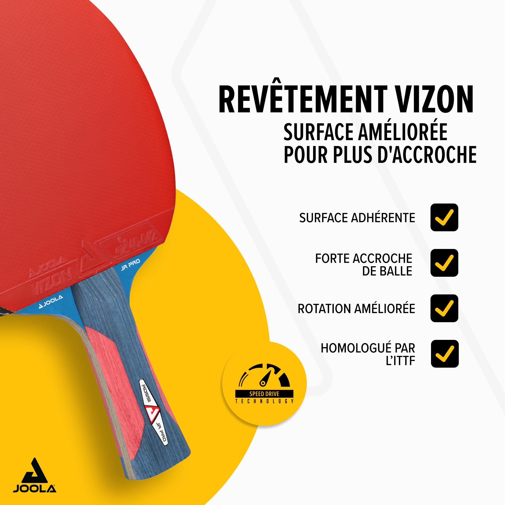 JOOLA Raquette de Tennis de Table Tête de Cheval Junior Pro ITTF 5 étoiles Enfant, 1.8 mm