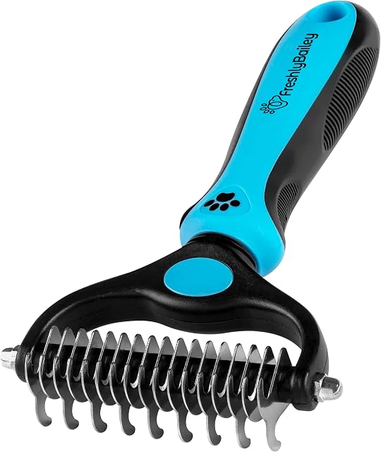 Freshly Bailey Dog and Cat Dematting and Deshedding Brush Tool - Double Sided Undercoat Rake - Shedding Comb - Mat Remover and Deshedder - Safe Dog Detangler and Cat Brush for Matted Hair/Fur