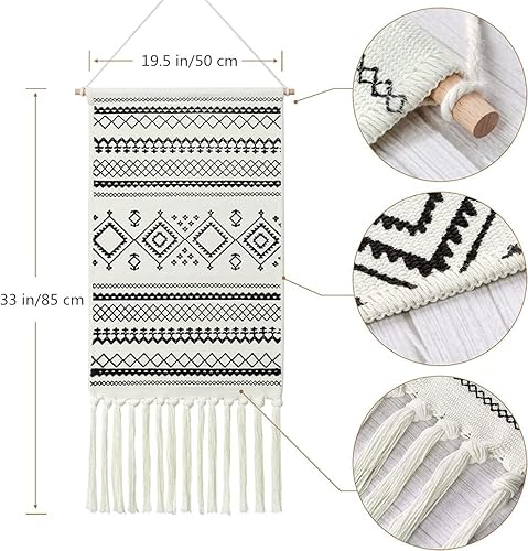 Miniatura 9 de BMIDRUT Tapiz tejido de macramé para colgar en la pared, decoración bohemia para el hogar, telón de fondo bohemio, apartamento, dormitorio,
