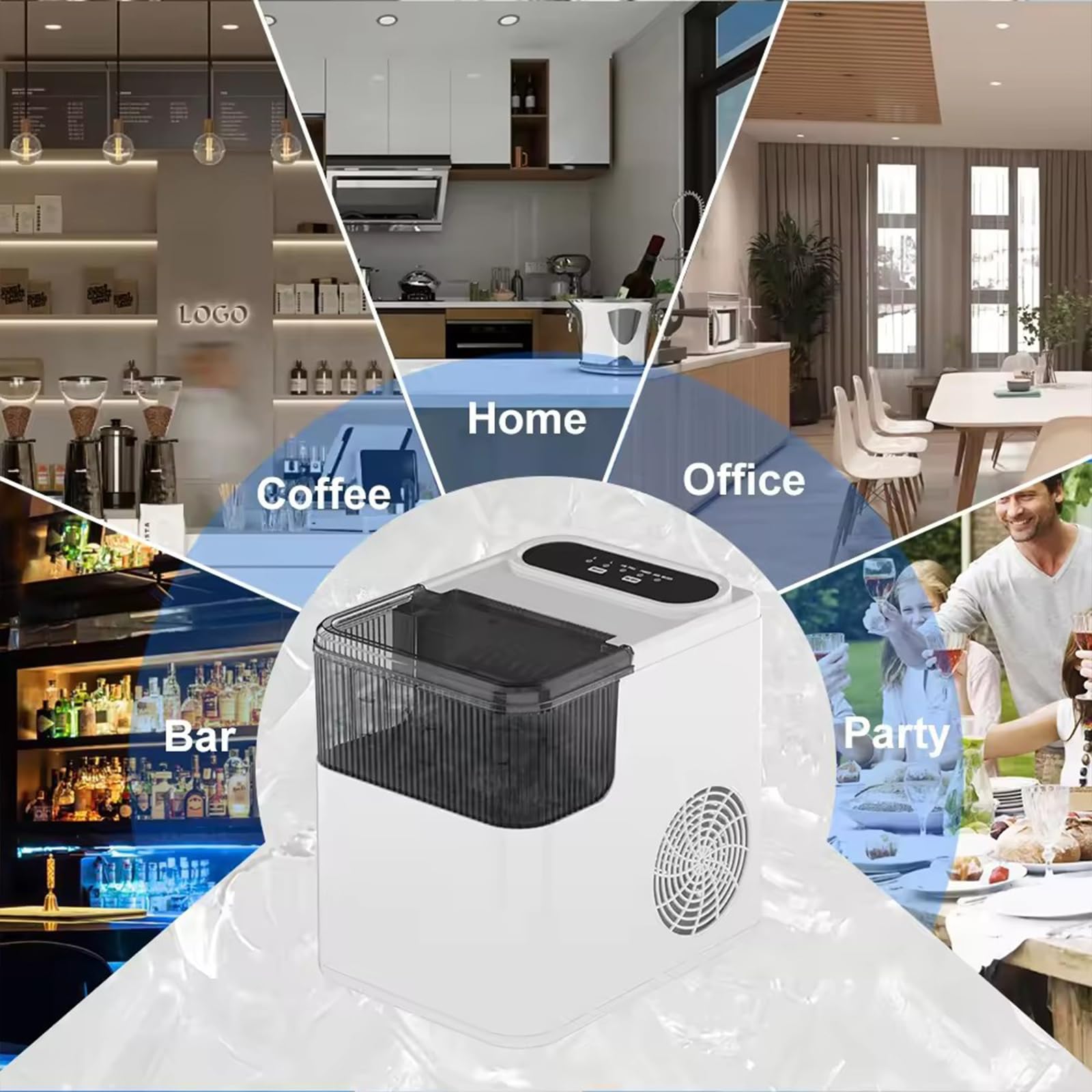 Generico Macchina per Il Ghiaccio Portatile, autopulente, con comandi Touch, Produce 12 kg di Ghiaccio al Giorno, Ideale per casa, Bar, Cucina e Ufficio.