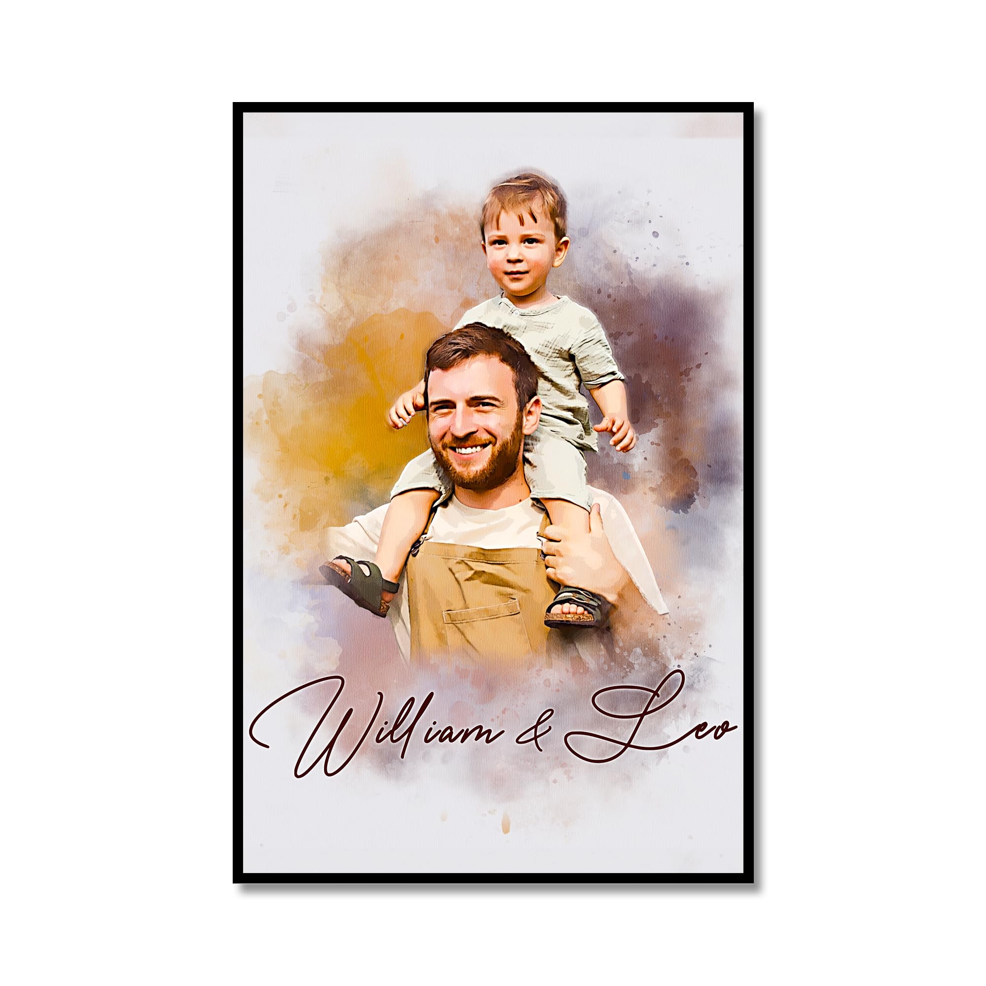Custom Watercolor Painting from Photo for Dad, Customized Canvas Portraits from Photo for Papa Grandpa, Personalized Picture Wall Art for Fathers Day,