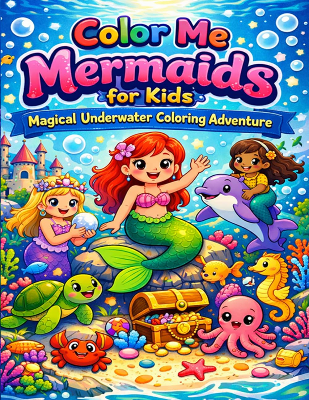 Color Me Mermaids for Kids: Magical Underwater Coloring Adventure: Cute and Fun Mermaid Coloring Pages with Friendly Sea Creatures Easy Designs and Imaginative Ocean Scenes for Kids Ages 4 to 8