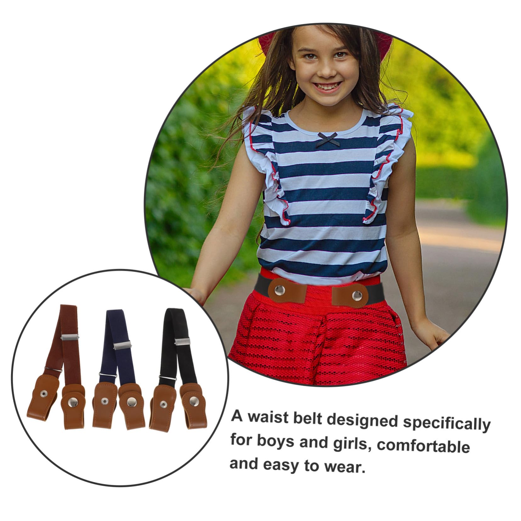FOMIYES 3Pcs Elastic Belts for Boys Waist Belts for Dresses Jeans School Uniforms Lightweight Durable Light