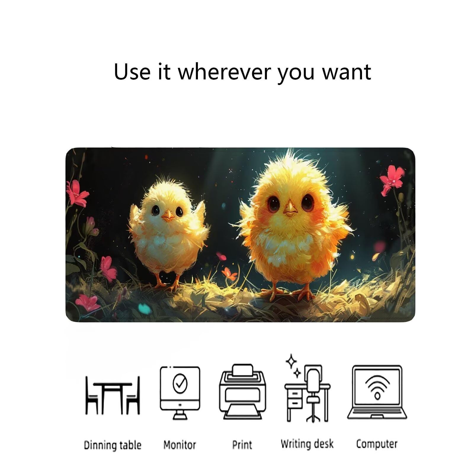 Alfombrilla Ratón Pato Alfombrilla Ratón Gaming XXL 1200x600x3mm Multifuncional Accesorios Escritorio,Antideslizante Mousepad Flor Tapete Escritorio Infantil,para Alfombrilla Pc Teclado Ratón J732