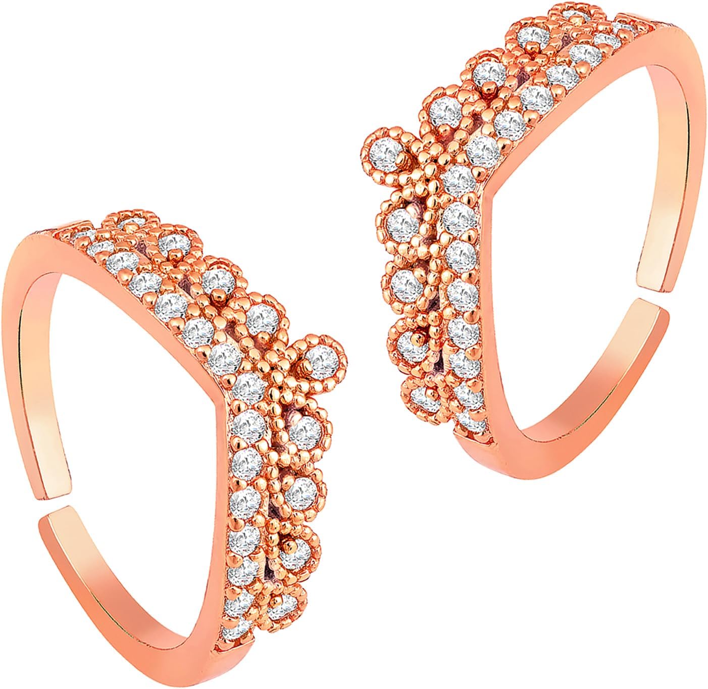 Aheli Cubic Zirconia Studded Adjustable Toe Ring Bichiya Jewellery for Women