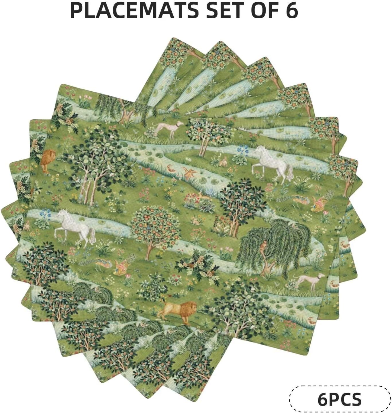 William Morris Floral Prints Placemats for Dining Table Placemat Set of 6 Table Settings Table Mats for Home Kitchen Holiday Decoration Strawberry Thief-2