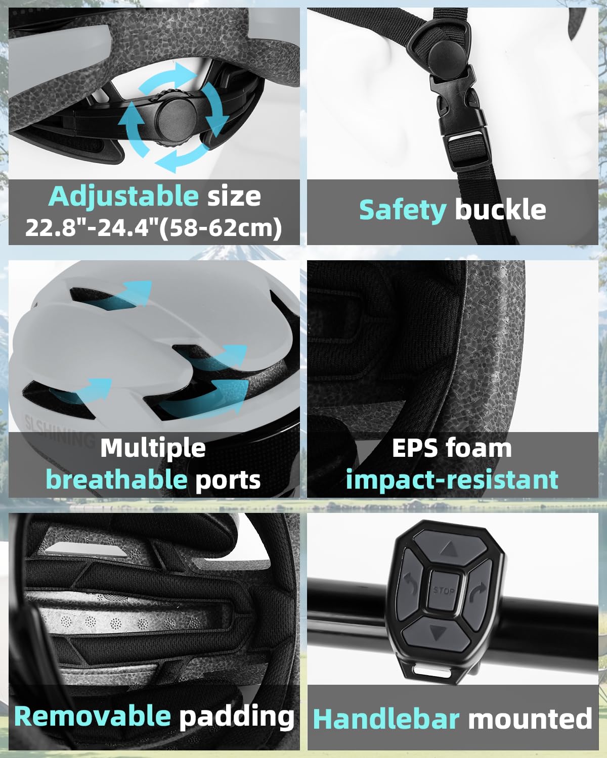 Casco LED Inteligente con Control Remoto y App,Texto y patrón DIY Personalizables,luz Intermitente,Resistente,Impermeable,Ligero,para Hombres y Mujeres Adultos,per biciclette