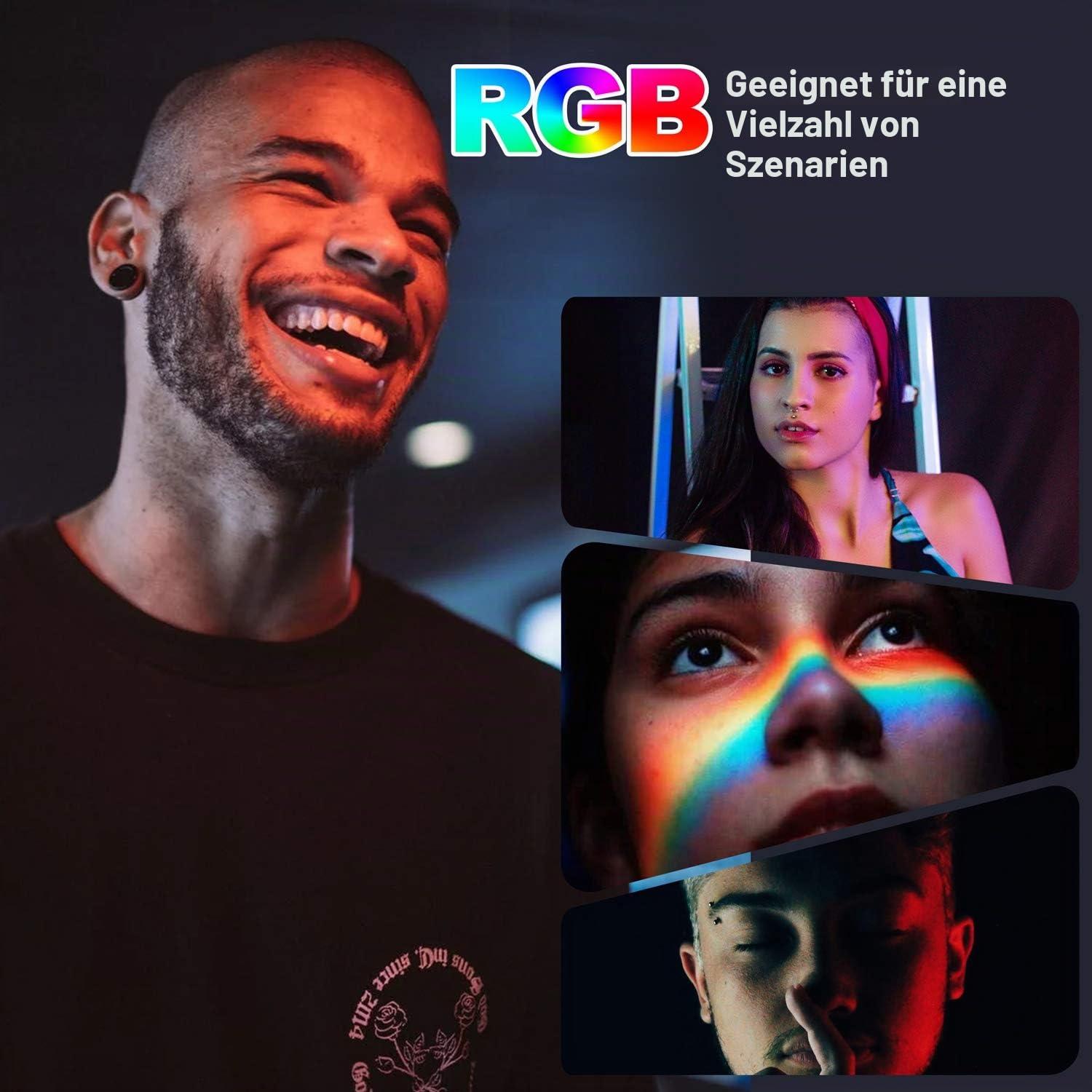 EMART 2-Pack Video Licht RGB, Videoleuchte LED USB mit Verstellbarem Stativ | Dimmbare Fotolicht, 5500K, Videoaufnahme, Streaming, YouTube, Fotostudios